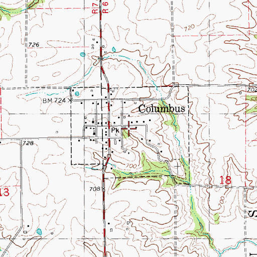 Topographic Map of Village of Columbus, IL
