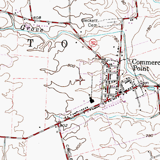 Topographic Map of Village of Commercial Point, OH