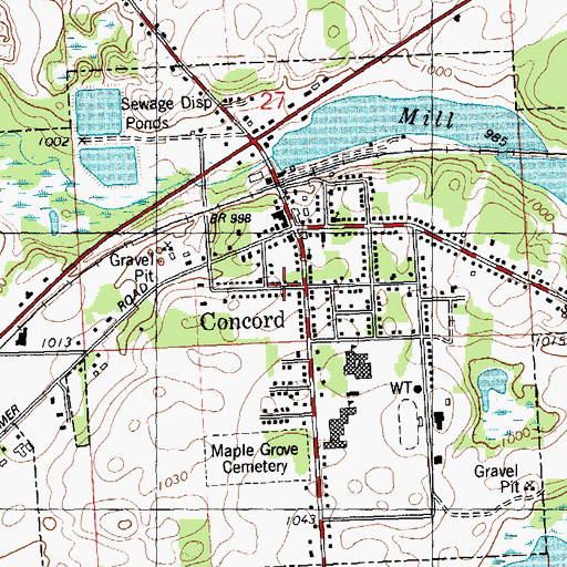 Topographic Map of Village of Concord, MI