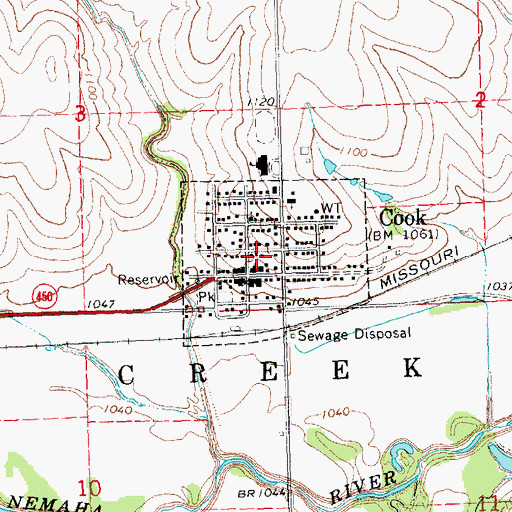 Topographic Map of Village of Cook, NE