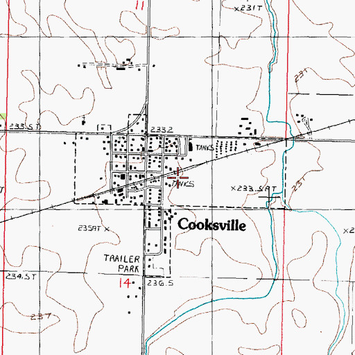 Topographic Map of Village of Cooksville, IL