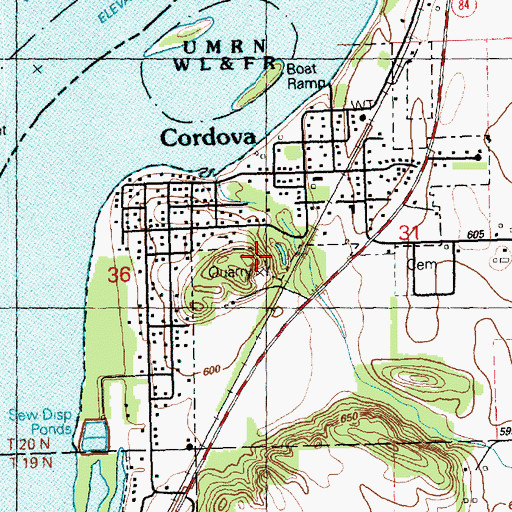 Topographic Map of Village of Cordova, IL