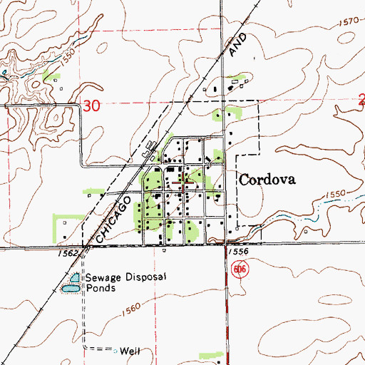 Topographic Map of Village of Cordova, NE