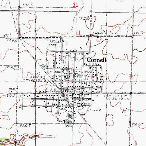 Topographic Map of Village of Cornell, IL
