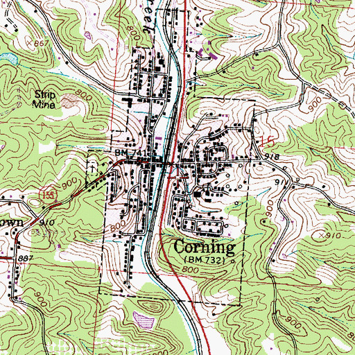 Topographic Map of Village of Corning, OH
