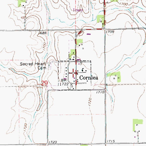 Topographic Map of Village of Cornlea, NE