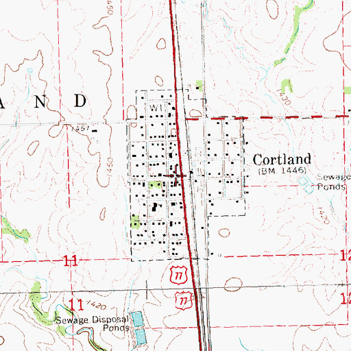 Topographic Map of Village of Cortland, NE