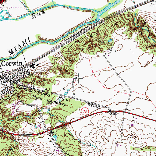 Topographic Map of Village of Corwin, OH