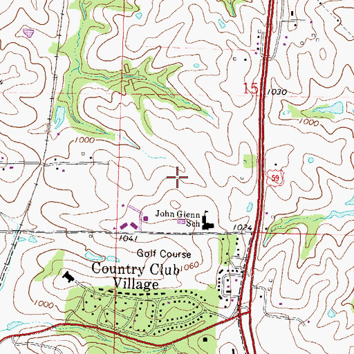 Topographic Map of Village of Country Club, MO