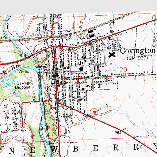 Topographic Map of Village of Covington, OH