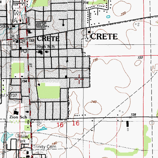 Topographic Map of Village of Crete, IL