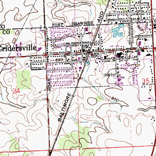 Topographic Map of Village of Cridersville, OH