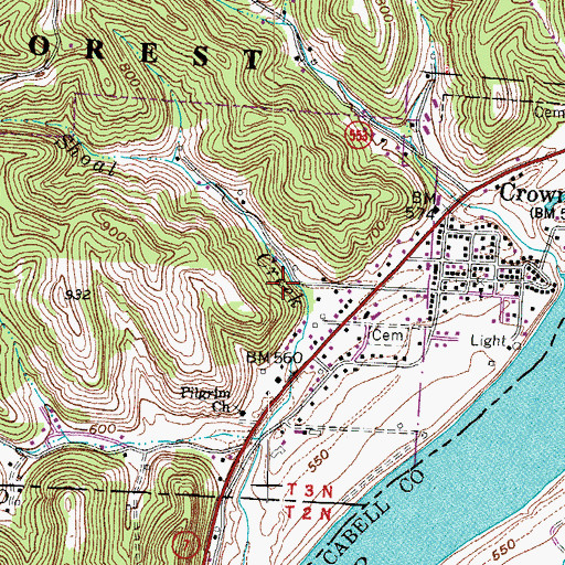 Topographic Map of Village of Crown City, OH
