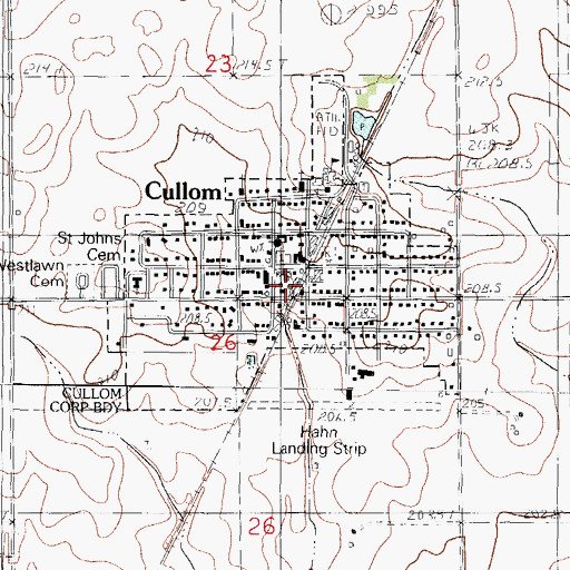 Topographic Map of Village of Cullom, IL