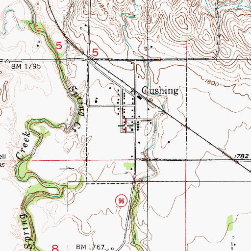 Topographic Map of Village of Cushing, NE