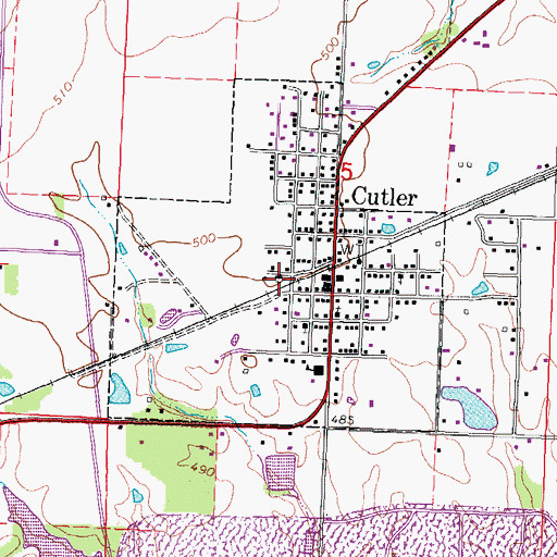 Topographic Map of Village of Cutler, IL