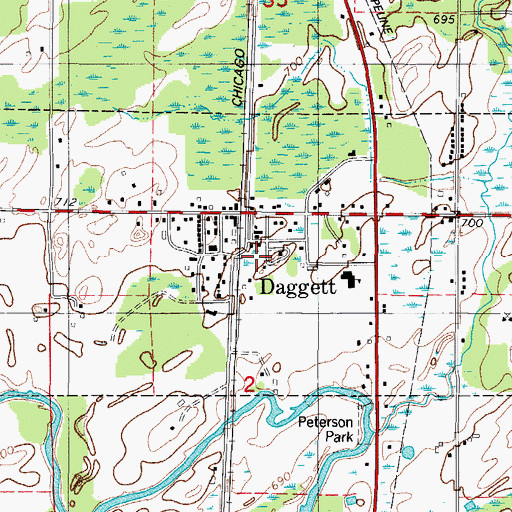 Topographic Map of Village of Daggett, MI