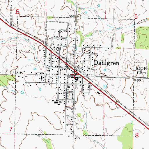 Topographic Map of Village of Dahlgren, IL
