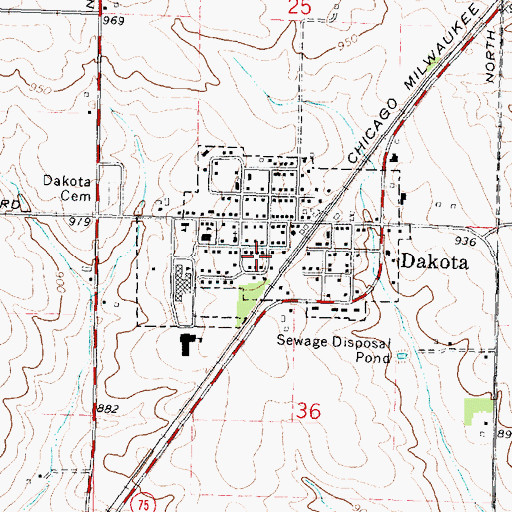 Topographic Map of Village of Dakota, IL