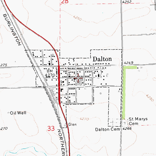 Topographic Map of Village of Dalton, NE