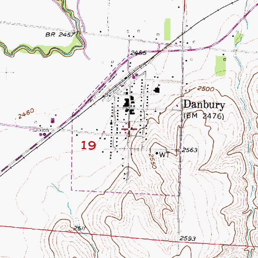 Topographic Map of Village of Danbury, NE