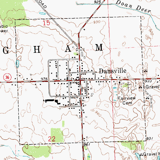 Topographic Map of Village of Dansville, MI