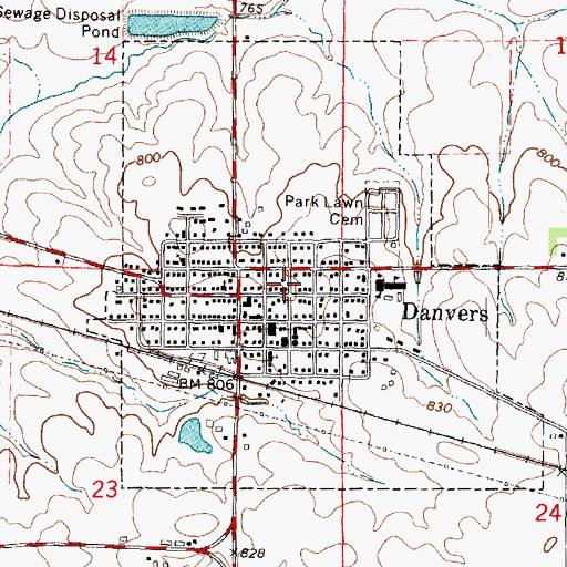 Topographic Map of Village of Danvers, IL