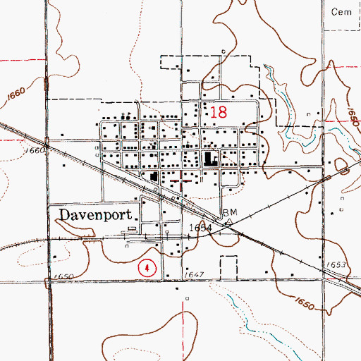 Topographic Map of Village of Davenport, NE