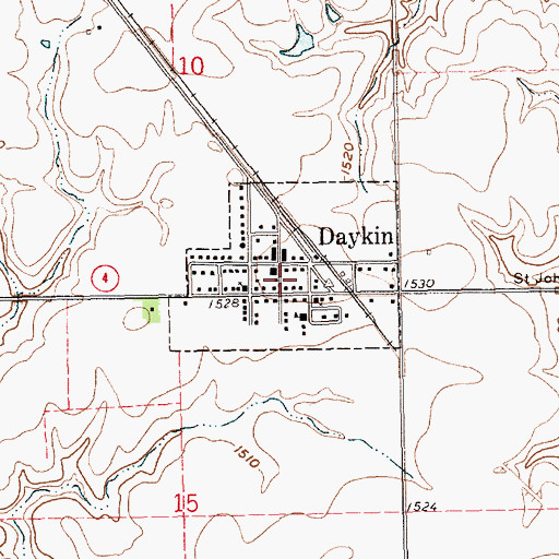 Topographic Map of Village of Daykin, NE