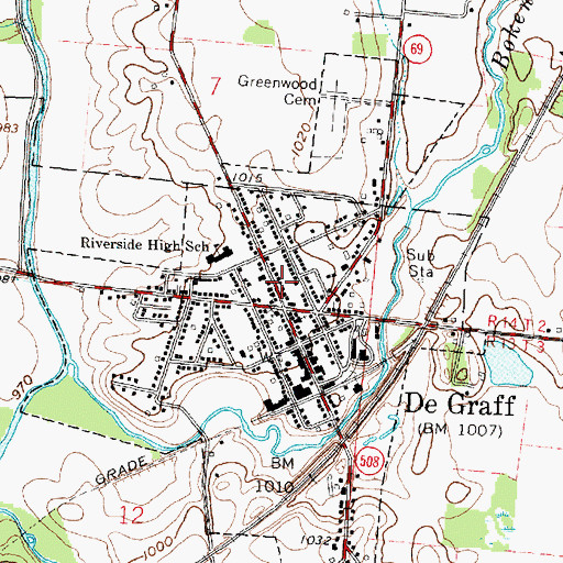 Topographic Map of Village of De Graff, OH