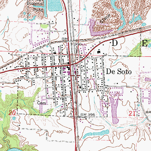 Topographic Map of Village of De Soto, IL