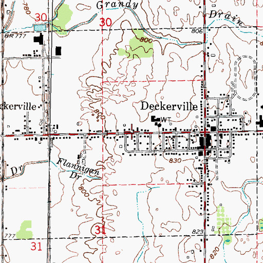Topographic Map of Village of Deckerville, MI