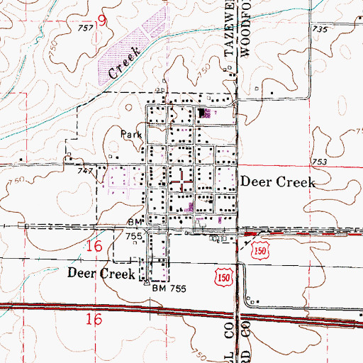 Topographic Map of Village of Deer Creek, IL