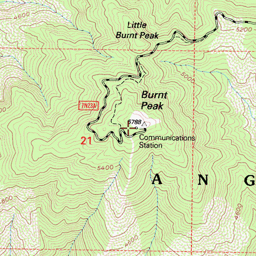 Topographic Map of Burnt Peak, CA