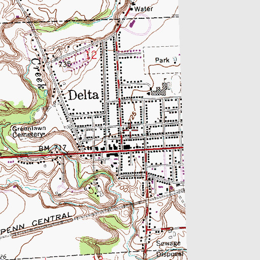 Topographic Map of Village of Delta, OH