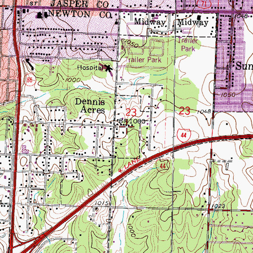 Topographic Map of Village of Dennis Acres, MO