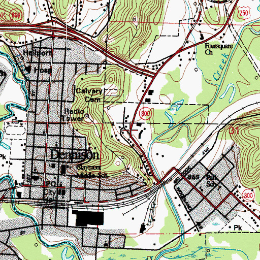 Topographic Map of Village of Dennison, OH