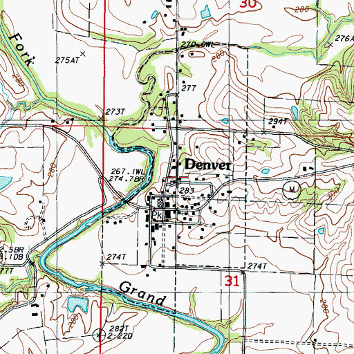 Topographic Map of Village of Denver, MO