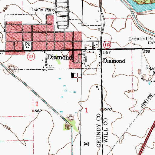 Topographic Map of Village of Diamond, IL
