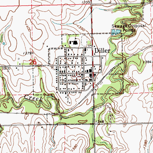 Topographic Map of Village of Diller, NE