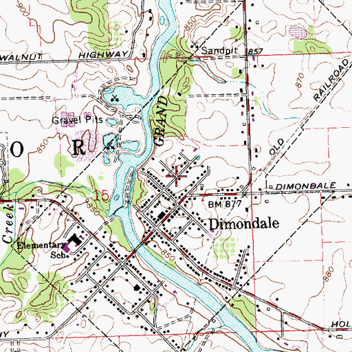 Topographic Map of Village of Dimondale, MI