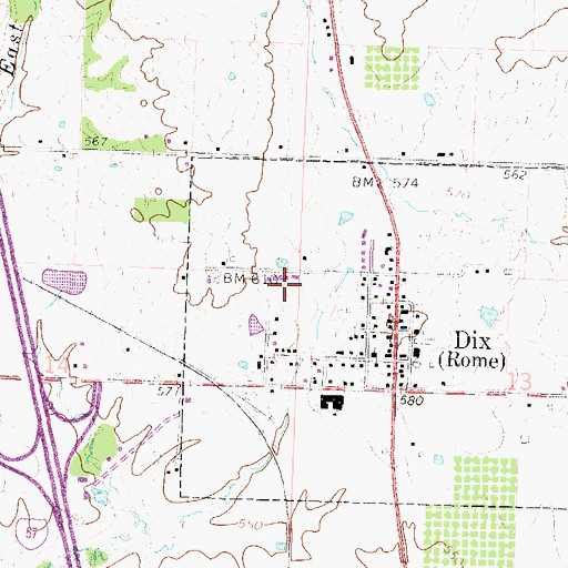Topographic Map of Village of Dix, IL