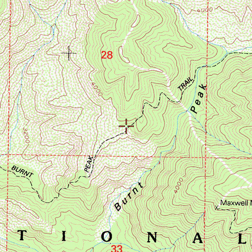 Topographic Map of Burnt Peak Trail, CA