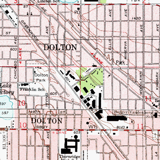 Topographic Map of Village of Dolton, IL