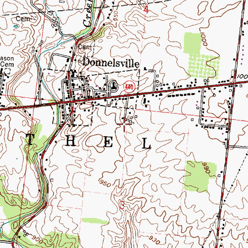 Topographic Map of Village of Donnelsville, OH