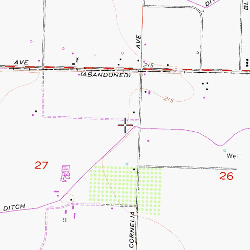 Topographic Map of Burrel Ditch, CA