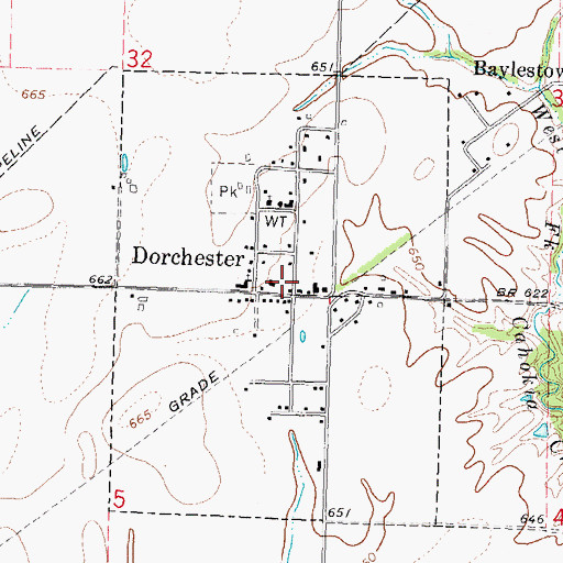 Topographic Map of Village of Dorchester, IL