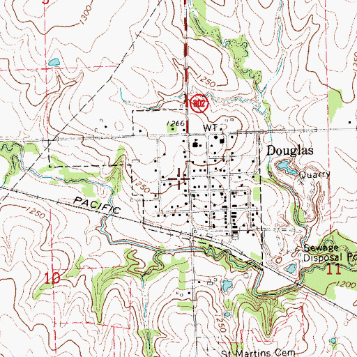 Topographic Map of Village of Douglas, NE