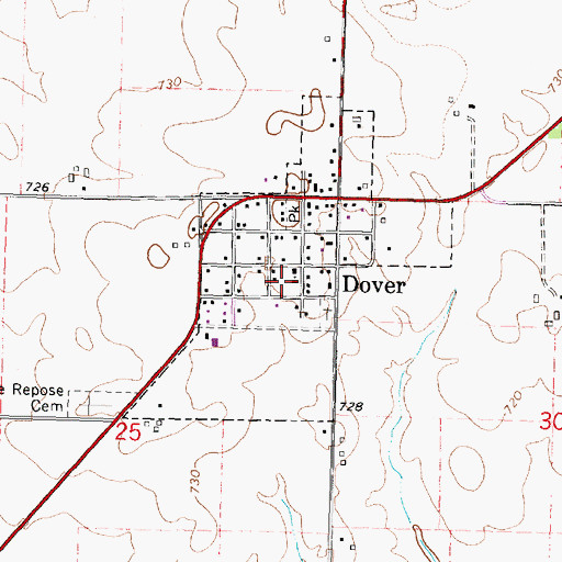 Topographic Map of Village of Dover, IL