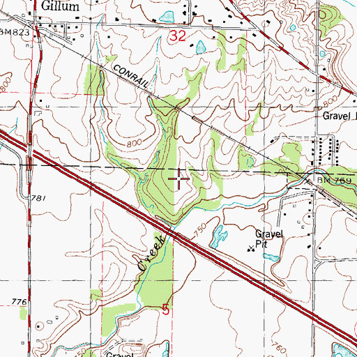 Topographic Map of Village of Downs, IL